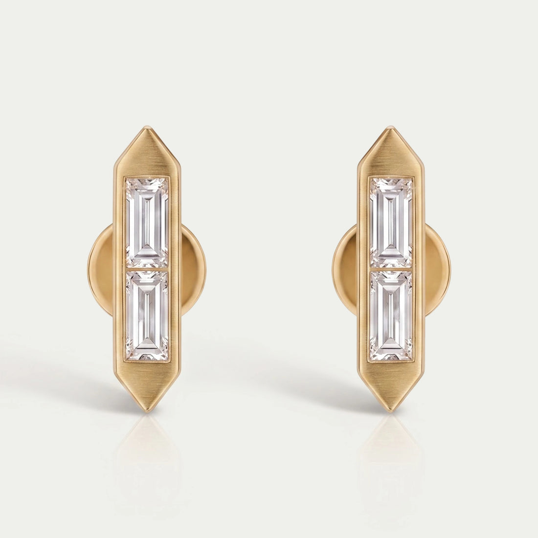 Baguette Cut Lab Grown Diamond Bar Stud Earrings Earrings