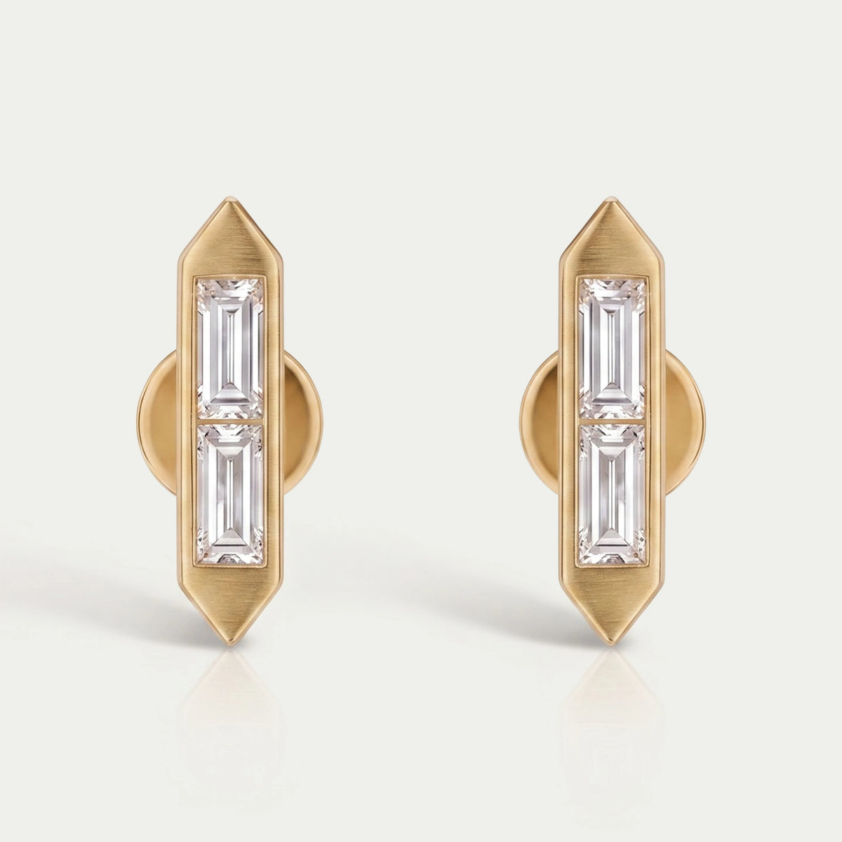 Baguette Cut Lab Grown Diamond Bar Stud Earrings Earrings