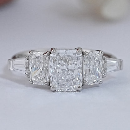 Radiant Lab Diamond Five Stone Engagement Ring Rings
