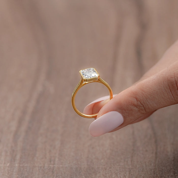 Radiant Diamond Bezel Set Engagement Ring