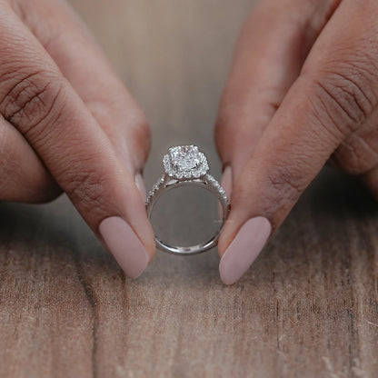 Radiant Cut Halo Lab Diamond Engagement Ring Rings