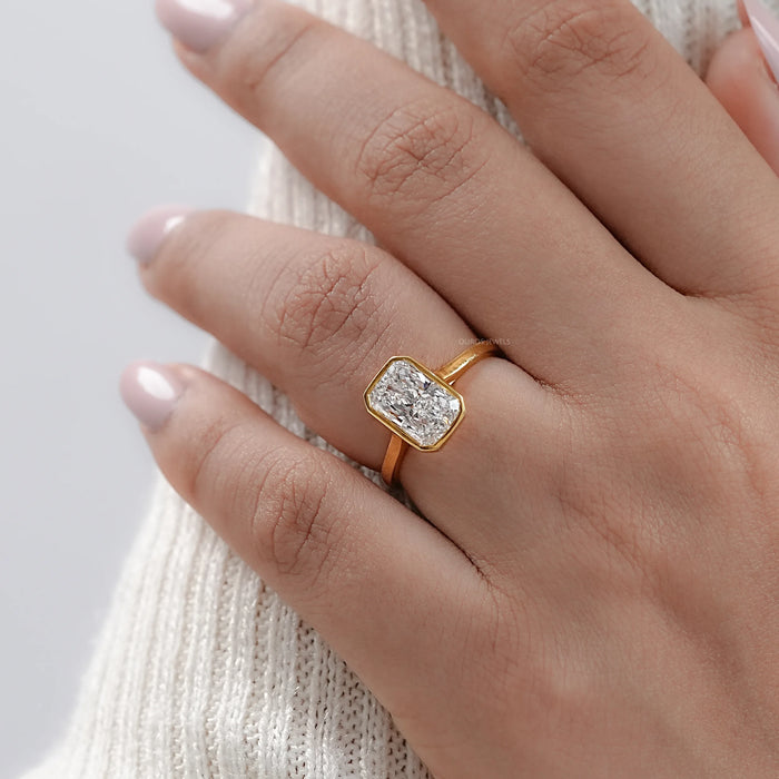Radiant Diamond Bezel Set Engagement Ring