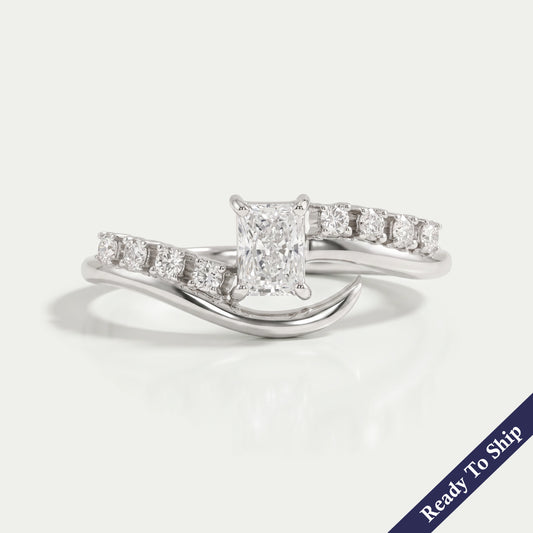 Radiant Cut Accent Diamond Wedding Ring