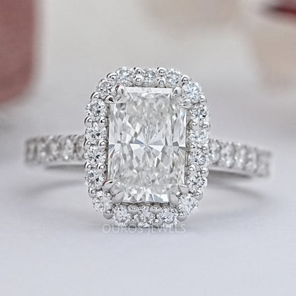 Radiant Cut Halo Lab Diamond Engagement Ring Rings