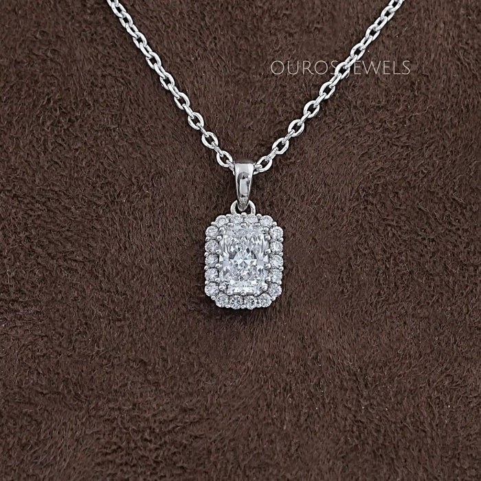 Radiant Lab Grown Diamond Halo Pendant