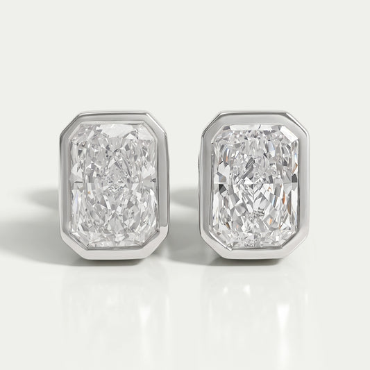 Bezel Radiant Lab Diamond Stud Earrings Earrings