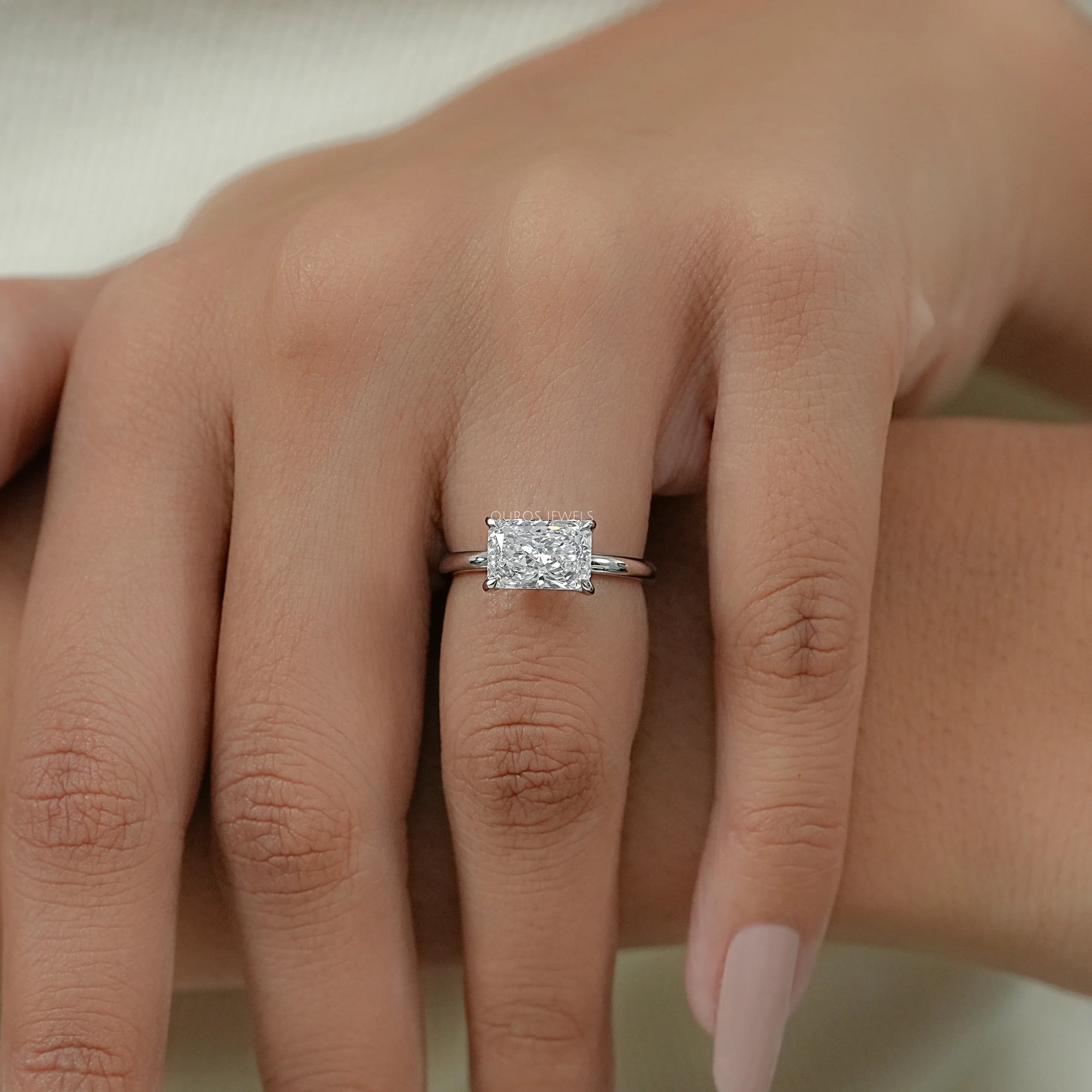 East West Radiant Lab Diamond Solitaire Ring Rings
