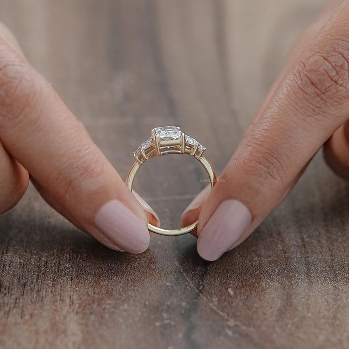 Radiant And Trapezoid Diamond Five Stone Engagement Ring
