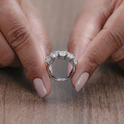 Five Stone Radiant Lab Diamond Wedding Ring Ring