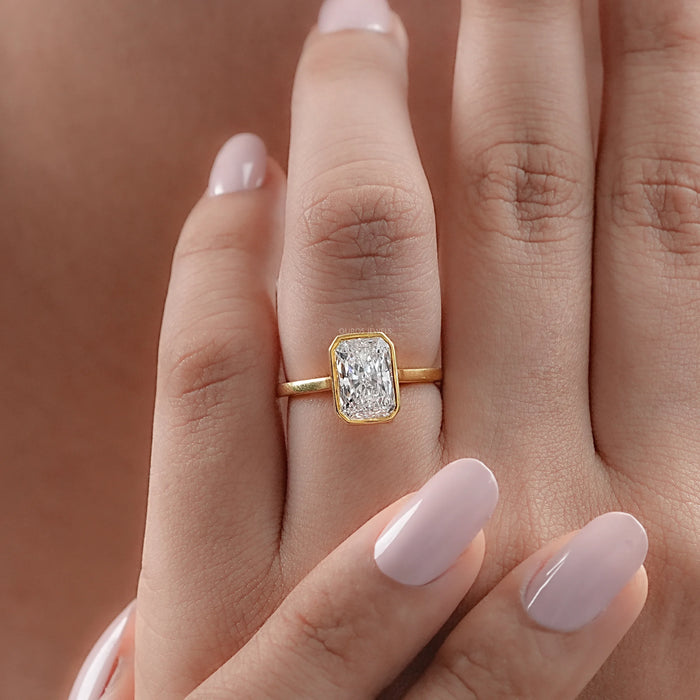 Radiant Diamond Bezel Set Engagement Ring