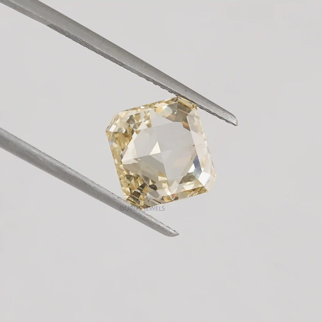 3.45 Carat Rose Cut Yellow Square Radiant Cut Diamond Loose