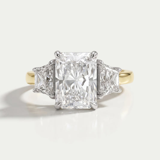 Three Stone Radiant And Trapezoid Lab Diamond Ring