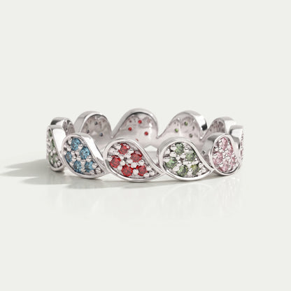 Round Cut Lab Grown Diamond Rainbow Wedding Band