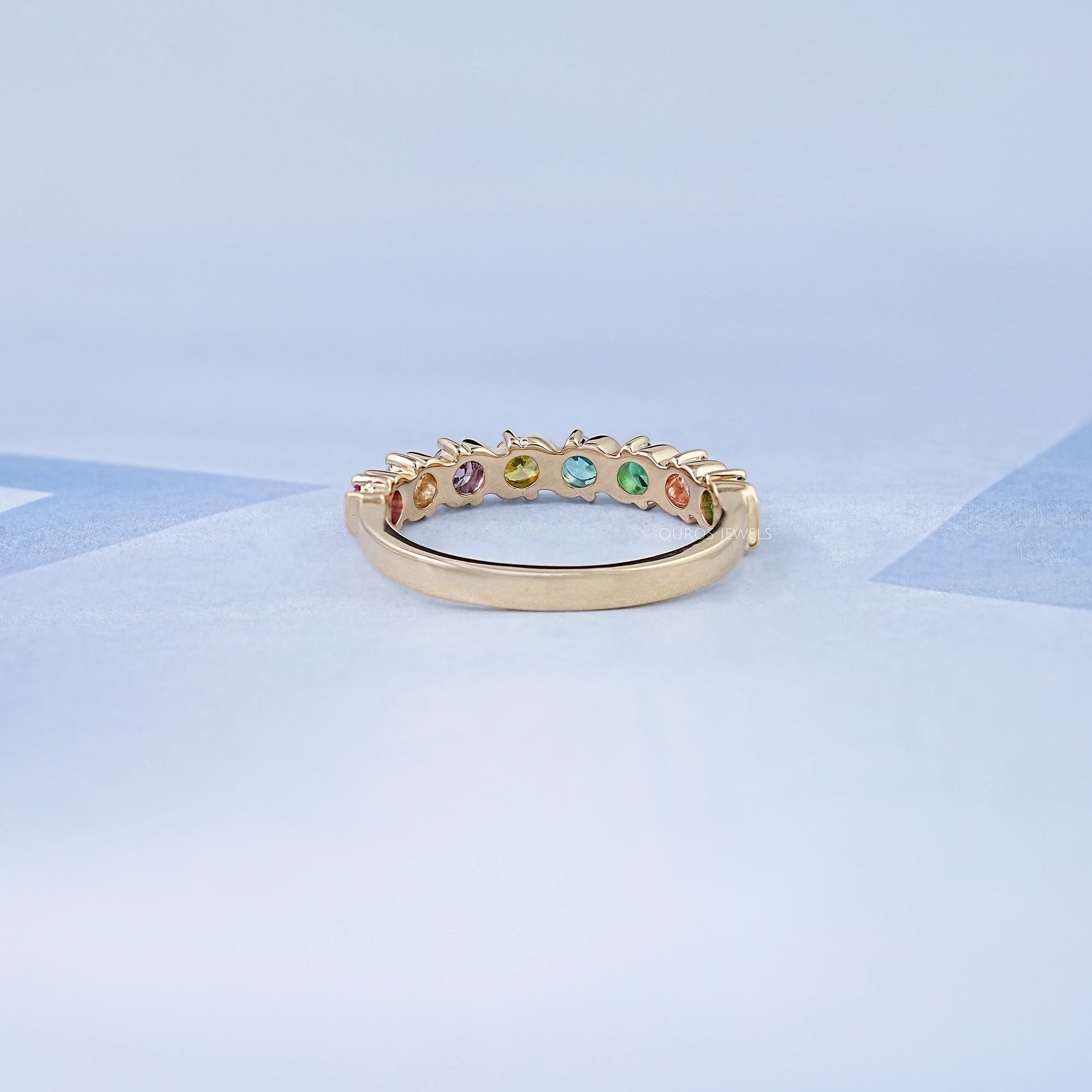 Rainbow Multi-colored Six Stone Band 