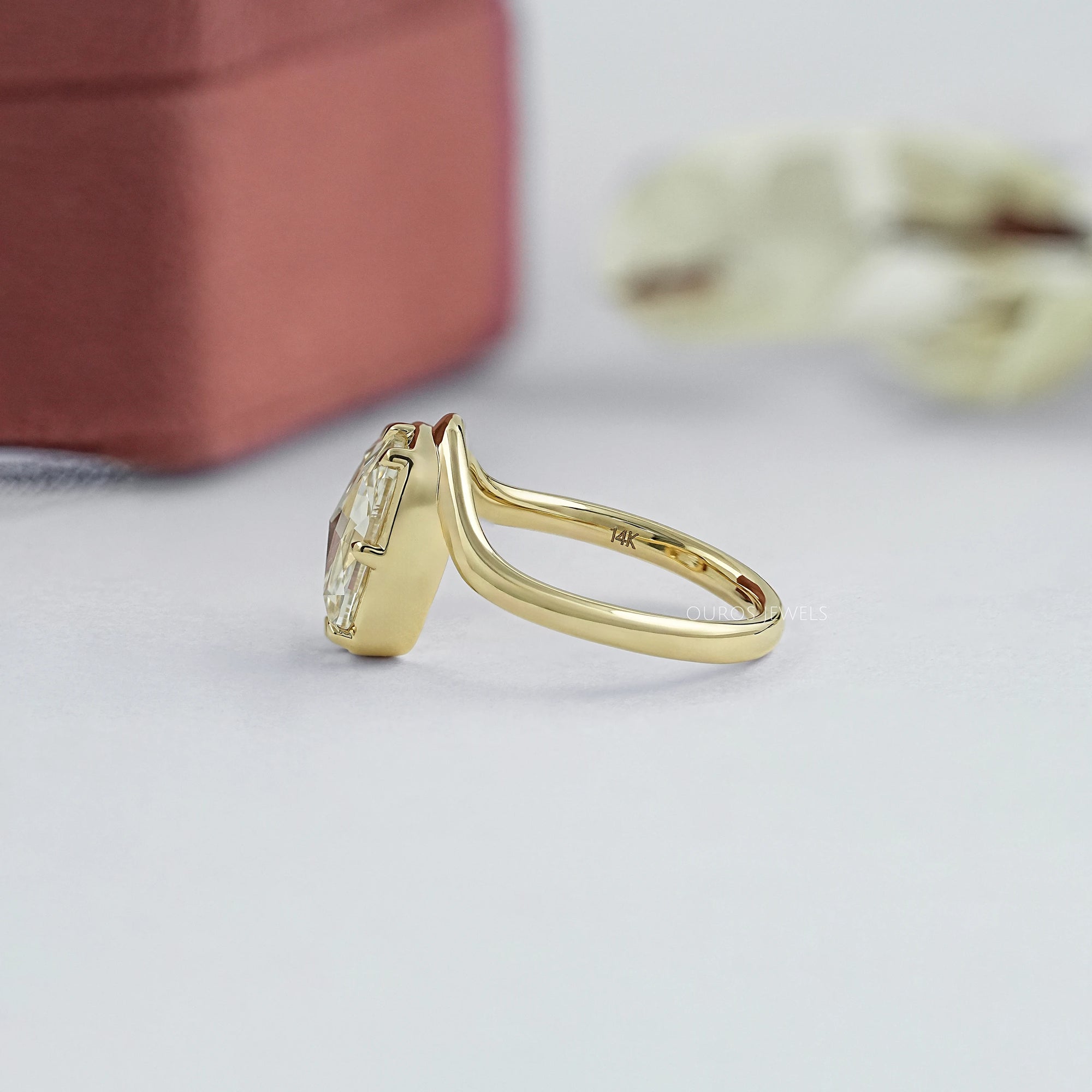 Rose Cut Elongated Cushion Curved Ring