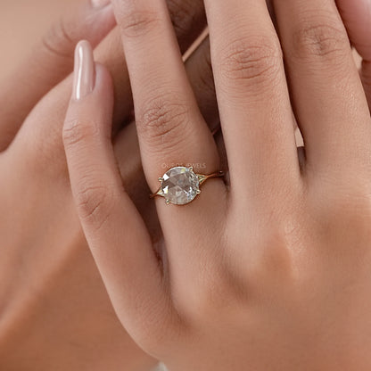Rose Cut Round Diamond Split Shank Ring