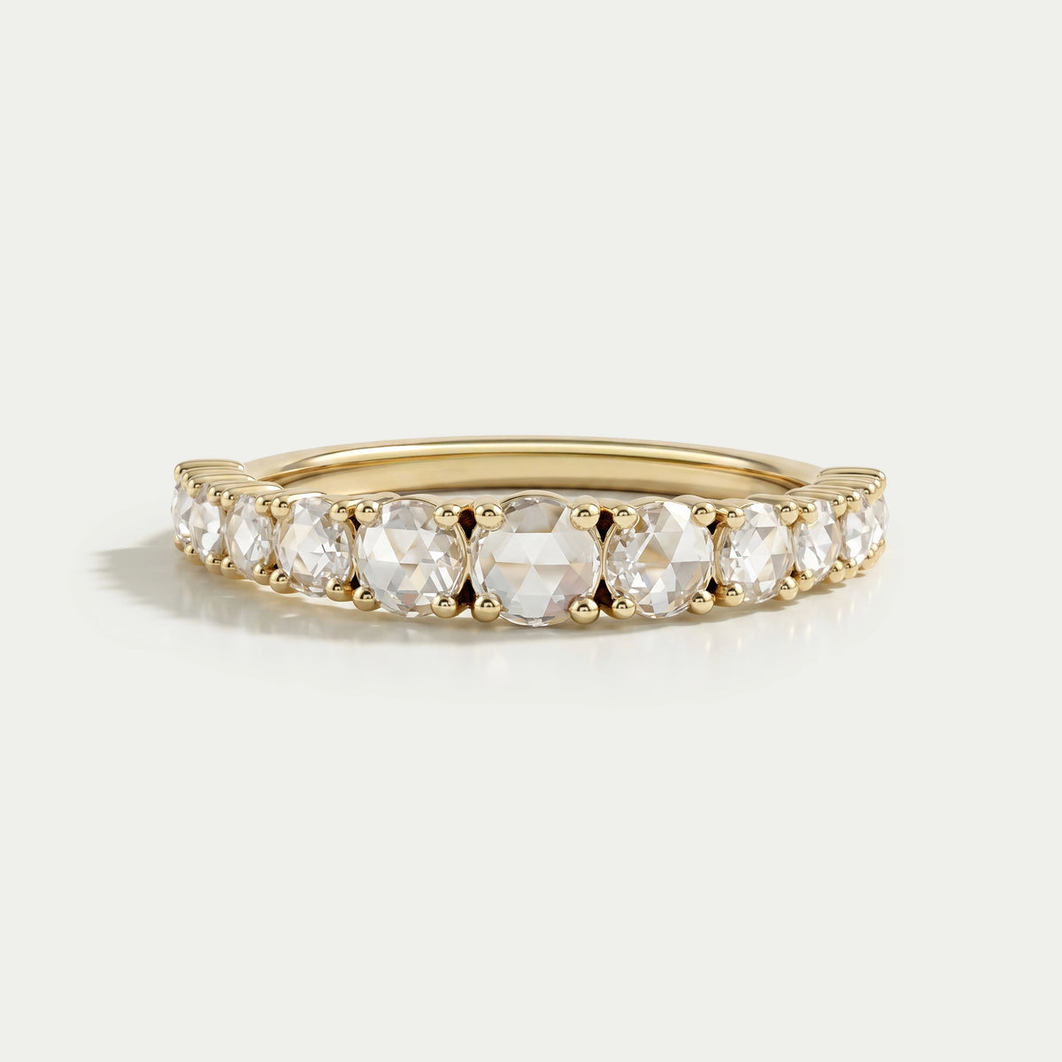 Rose Cut Round Diamond Half Eternity Band