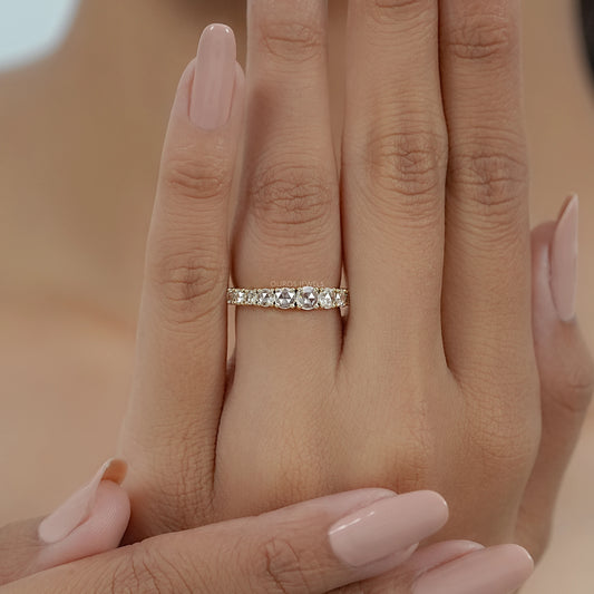Rose Cut Round Diamond Half Eternity Band