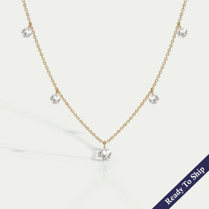 Rose Cut Round Lab Diamond Station Necklace Necklaces