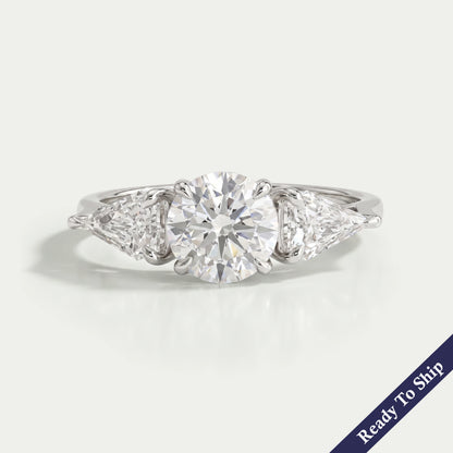 Three Stone Round Cut Lab Diamond Engagement Ring