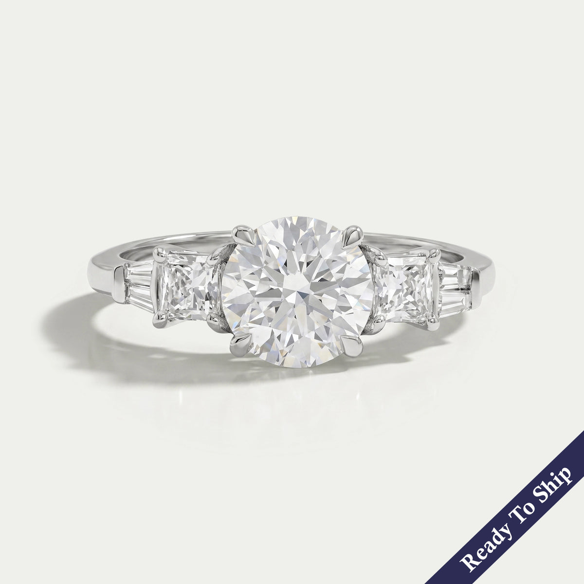Round And Princess Diamond Seven Stone Engagement Ring Rings