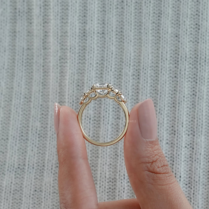 Five Stone Asscher Lab Grown Diamond Engagement Ring