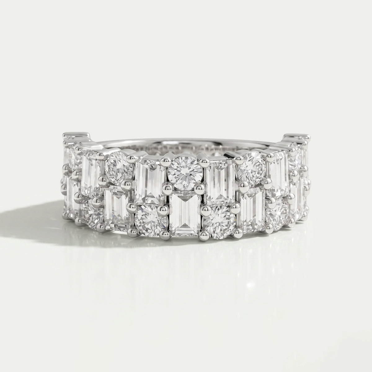 Baguette And Round Brilliant Cut Unisex Rings For Couples Ring