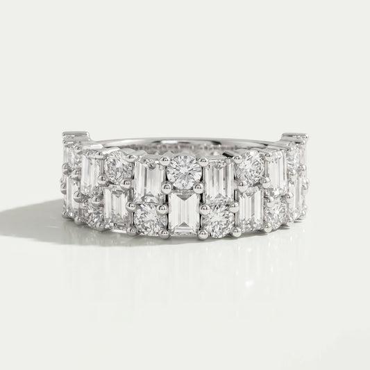 Baguette And Round Brilliant Cut Unisex Rings For Couples Ring