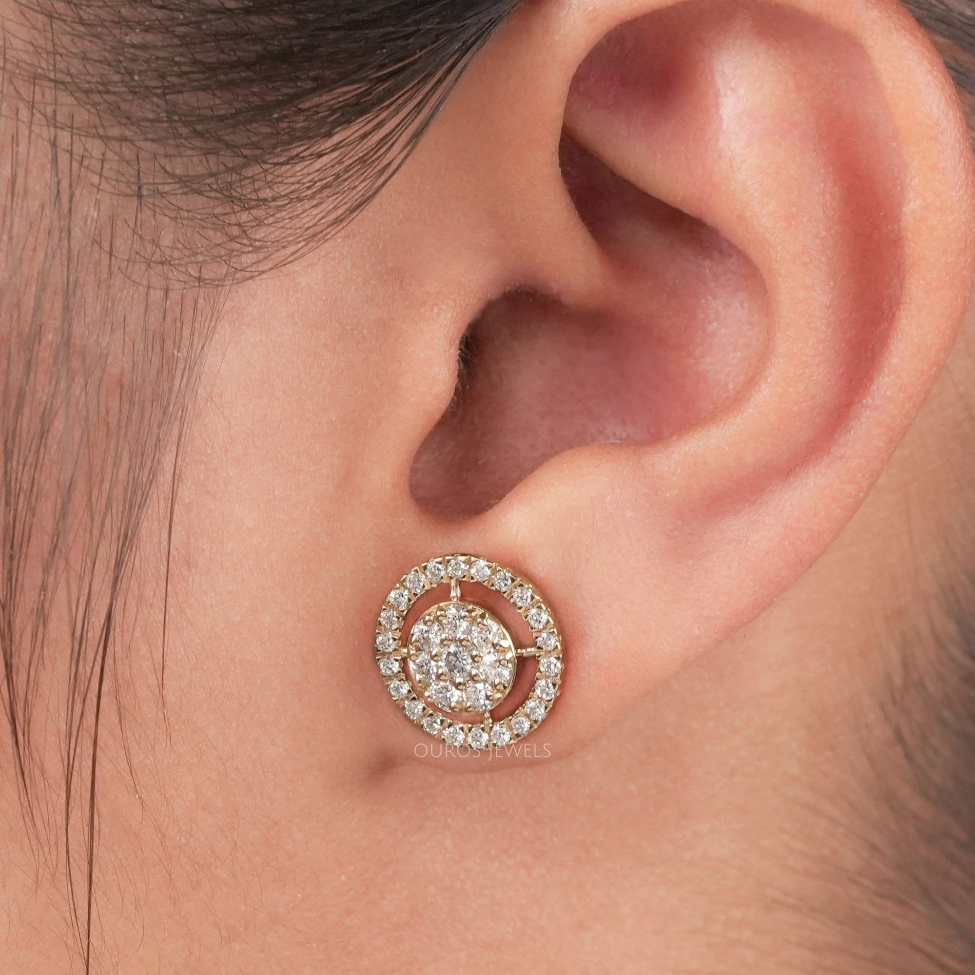 Brilliant Round Cut Lab Diamond Halo Stud Earrings Earring