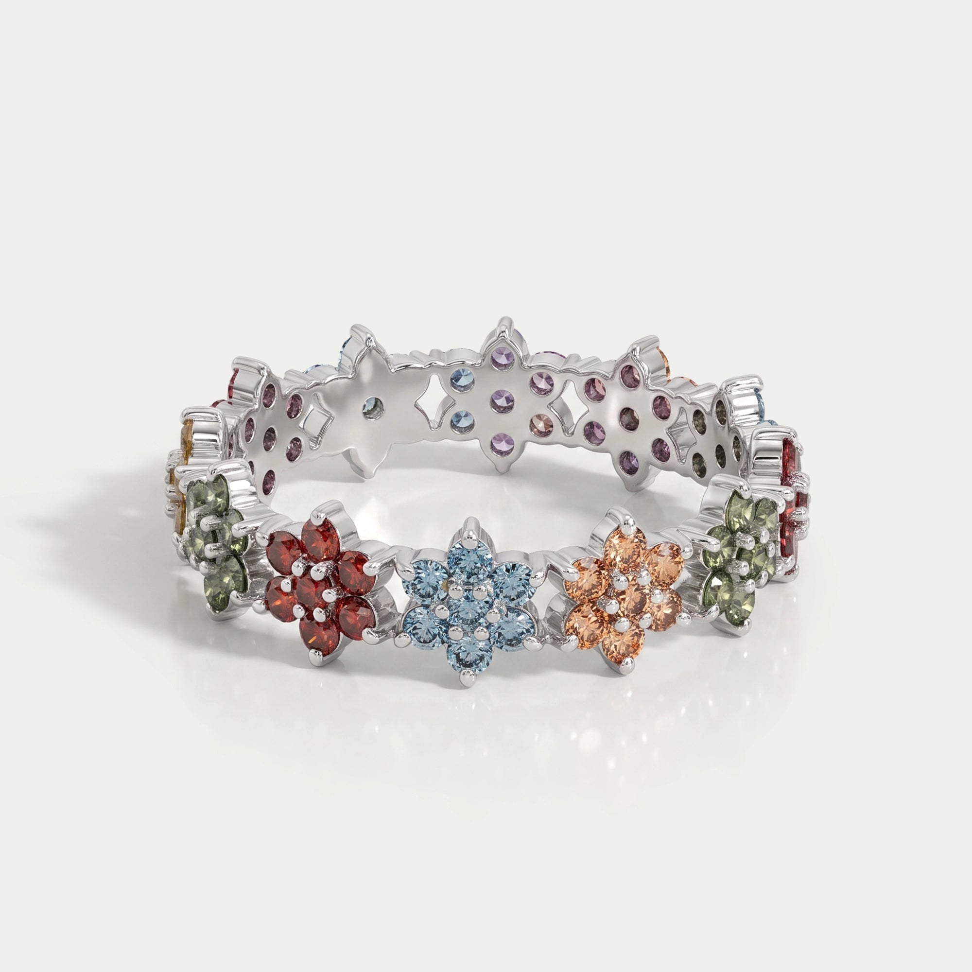 Round Colored Diamond Wedding Stackable Band Rings