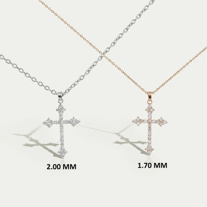 Round Diamond Cross Pendant Necklaces