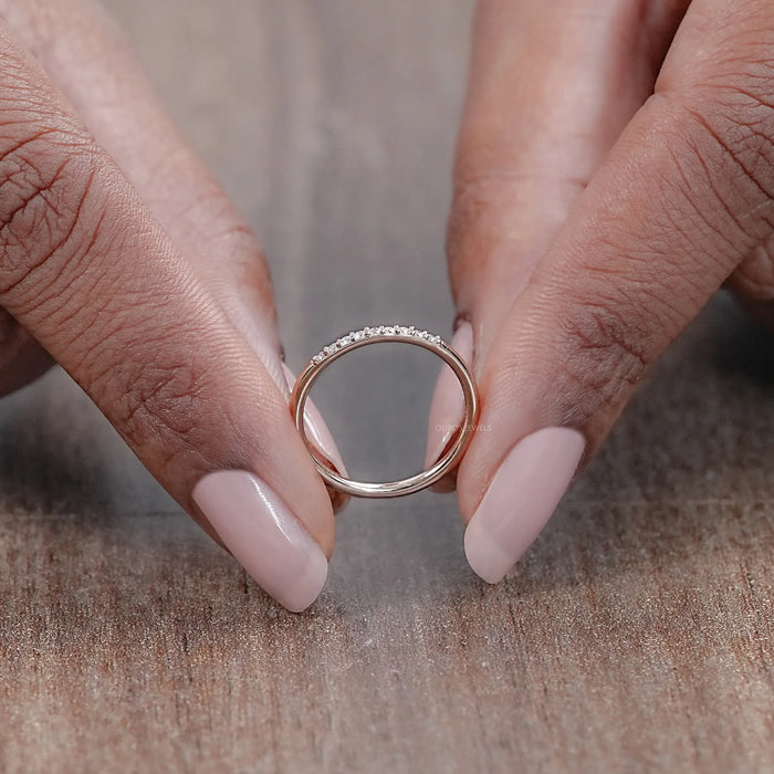 Round Lab Diamond Pave Set Wedding Band