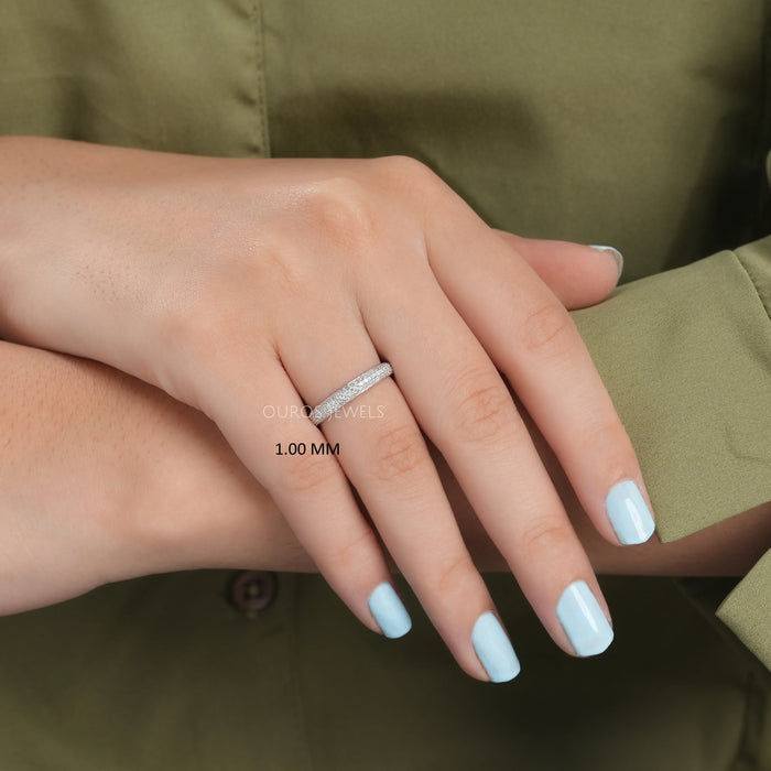 Pave Set Round Lab Diamond Wedding Ring