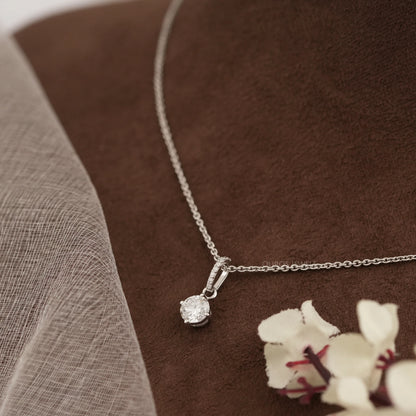 Classic Solitaire Round Cut Lab Grown Diamond Bail Pendant Necklaces