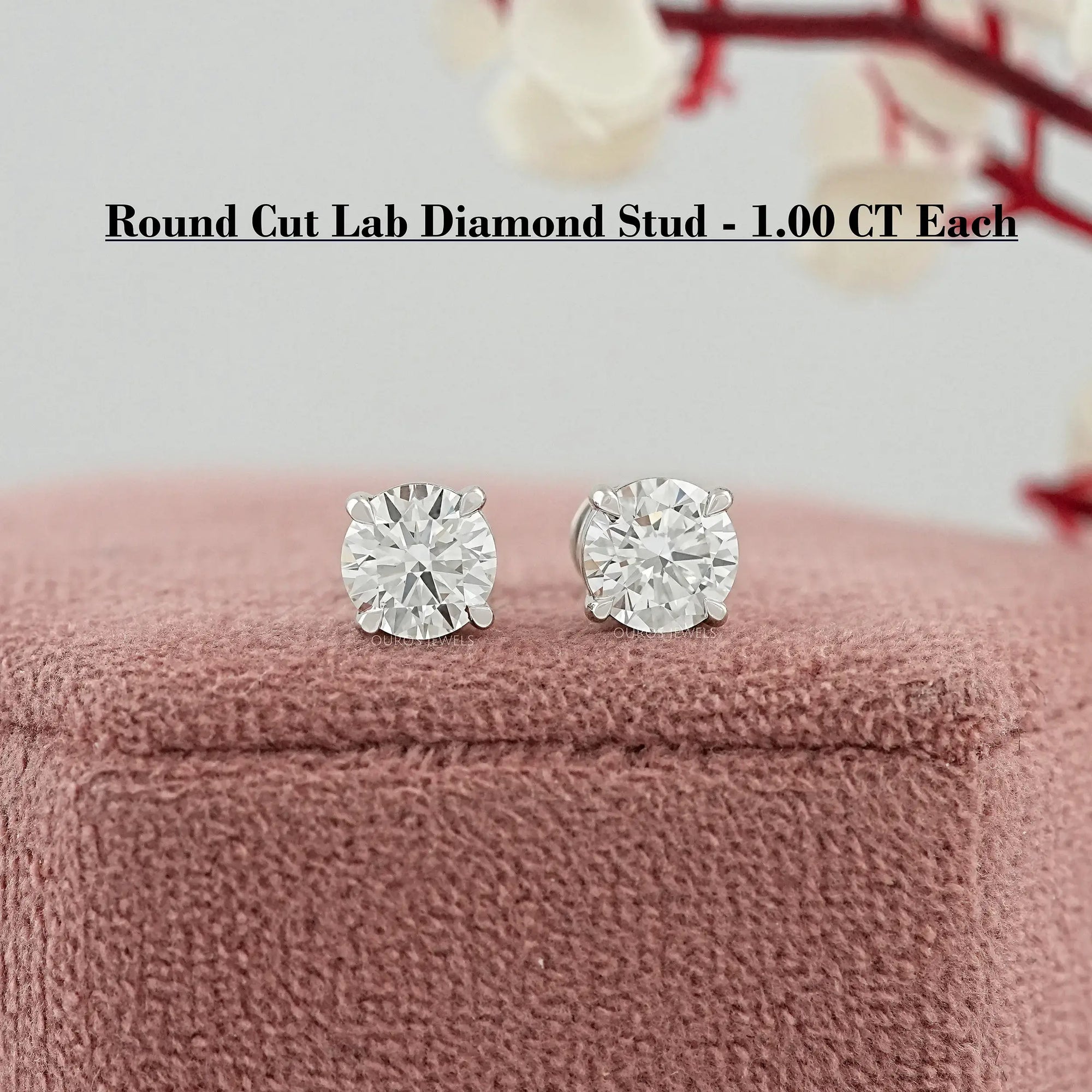 Round Cut Lab Grown Diamond Stud Earrings 2.00 TCW Earrings