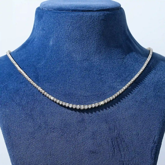 Graduated Brilliant Round Cut Lab Diamond Tennis Necklace
