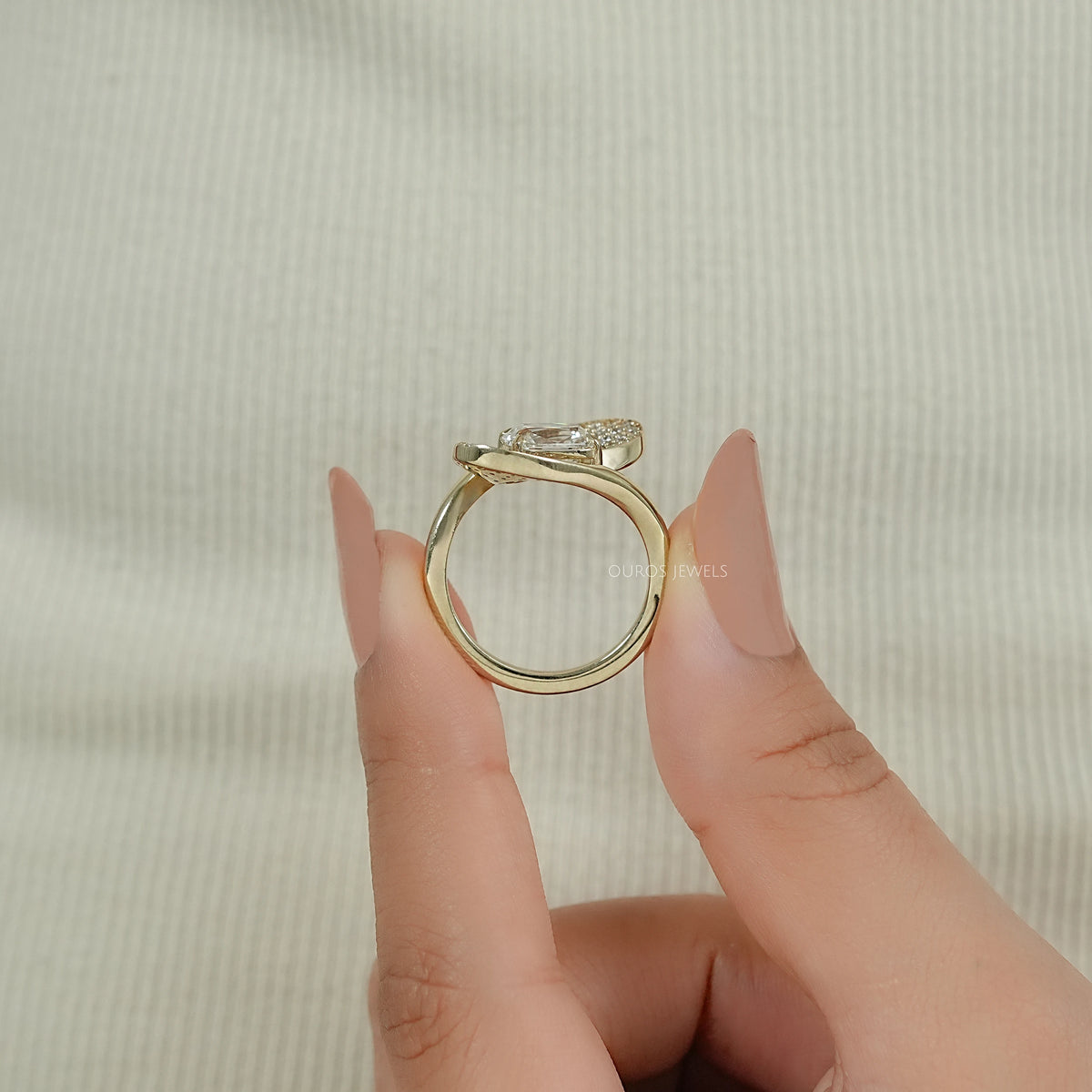 Old Mine Cushion Cut Diamond Accent Bypass Ring Rings