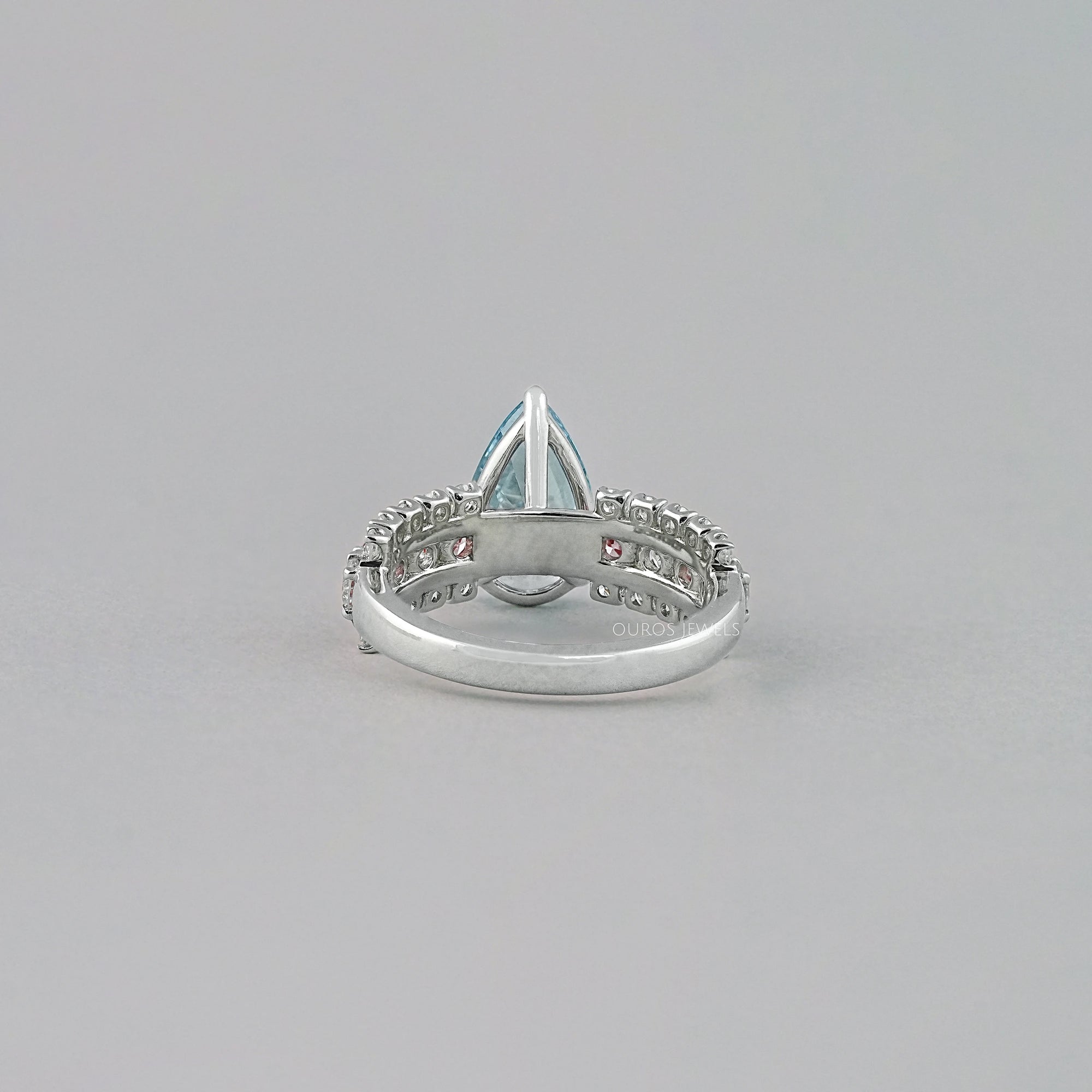 Fancy Blue Pear Lab Diamond Accent Cocktail Ring Ring