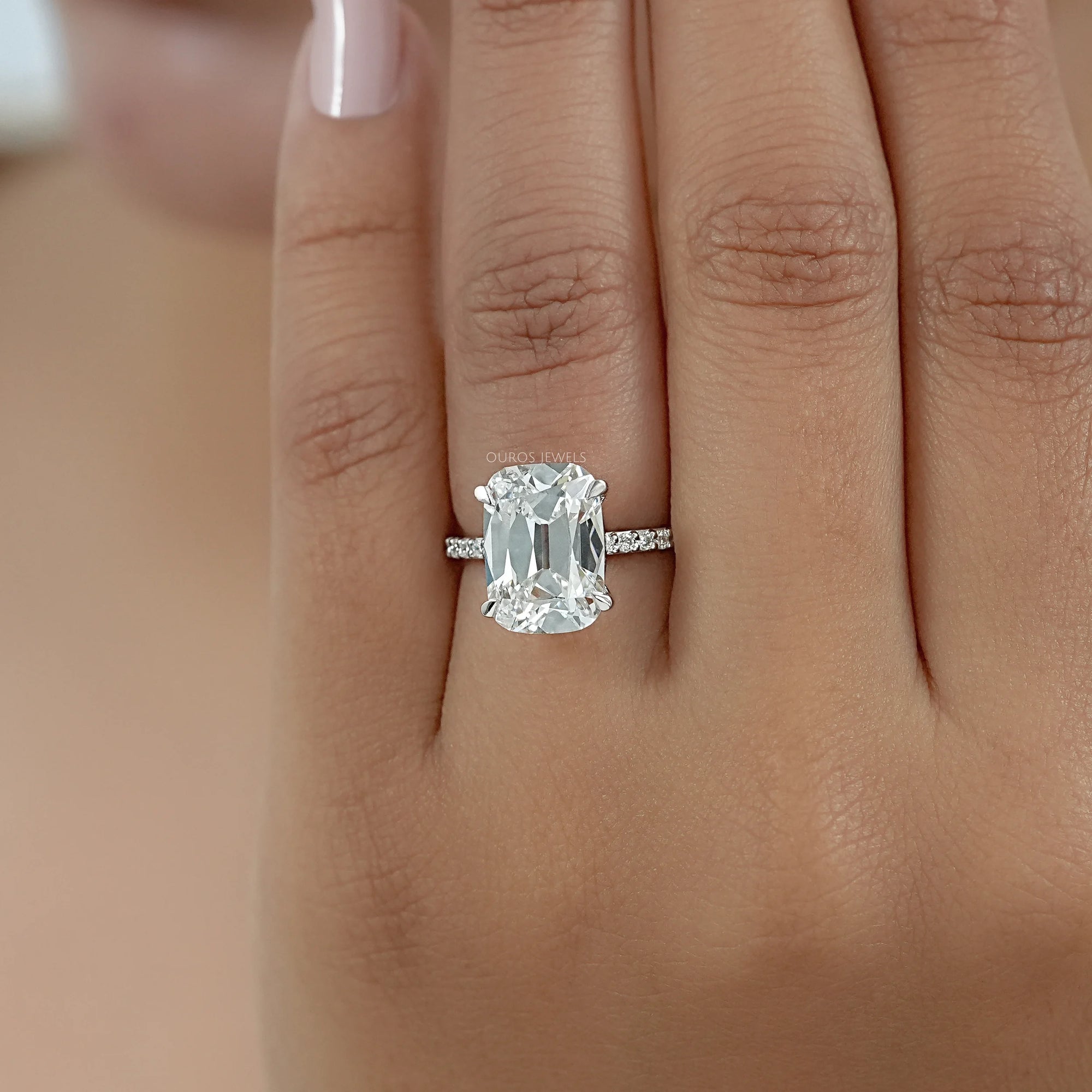 Old Mine Cushion Cut Solitaire Accent Ring Ring