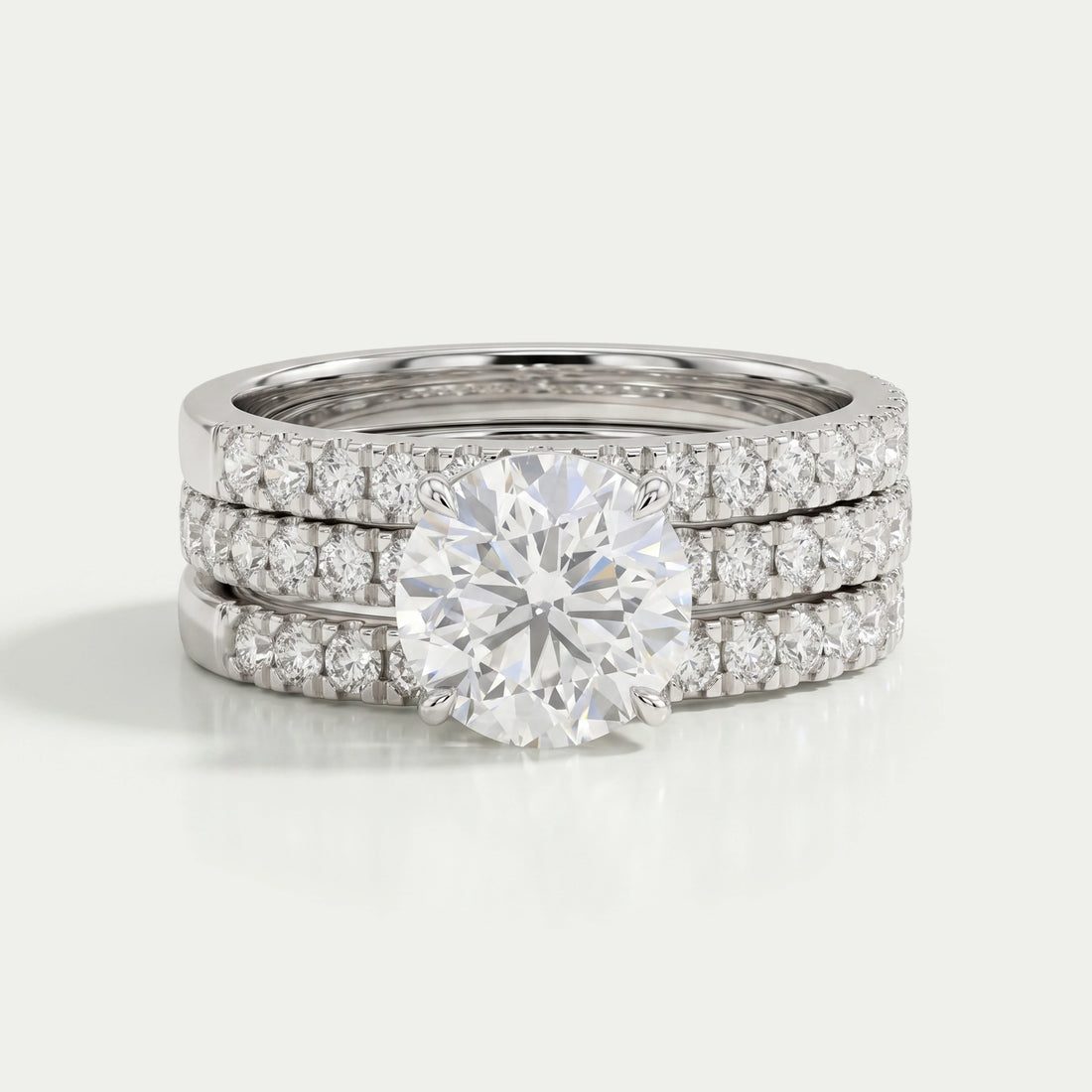 Round Cut Solitaire Accent Diamond Bridal Ring Set Rings