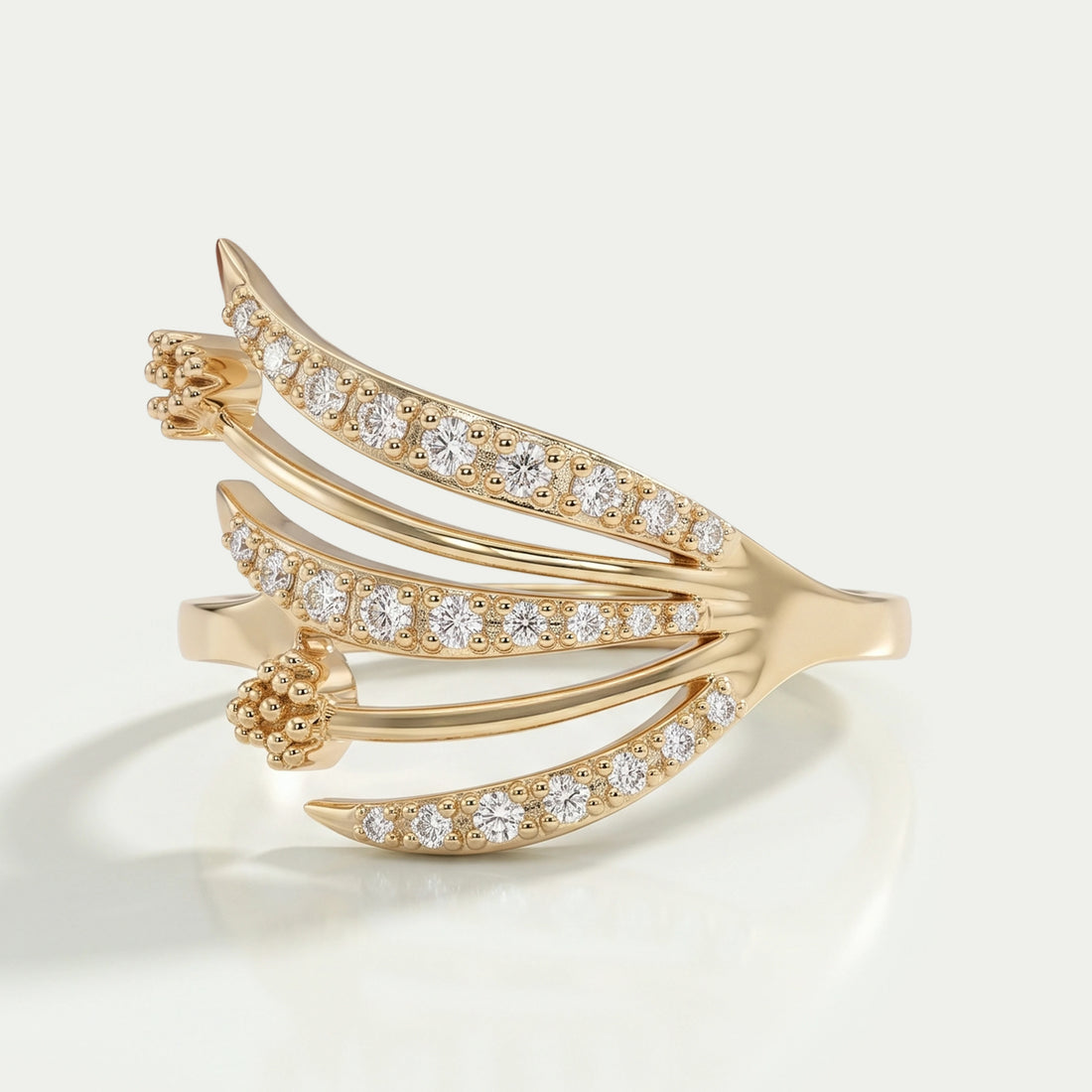 Round Lab Diamond Angel Wing Ring Ring