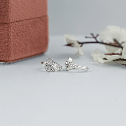 Round Diamond Bezel Set Huggie Hoop Earrings Earrings