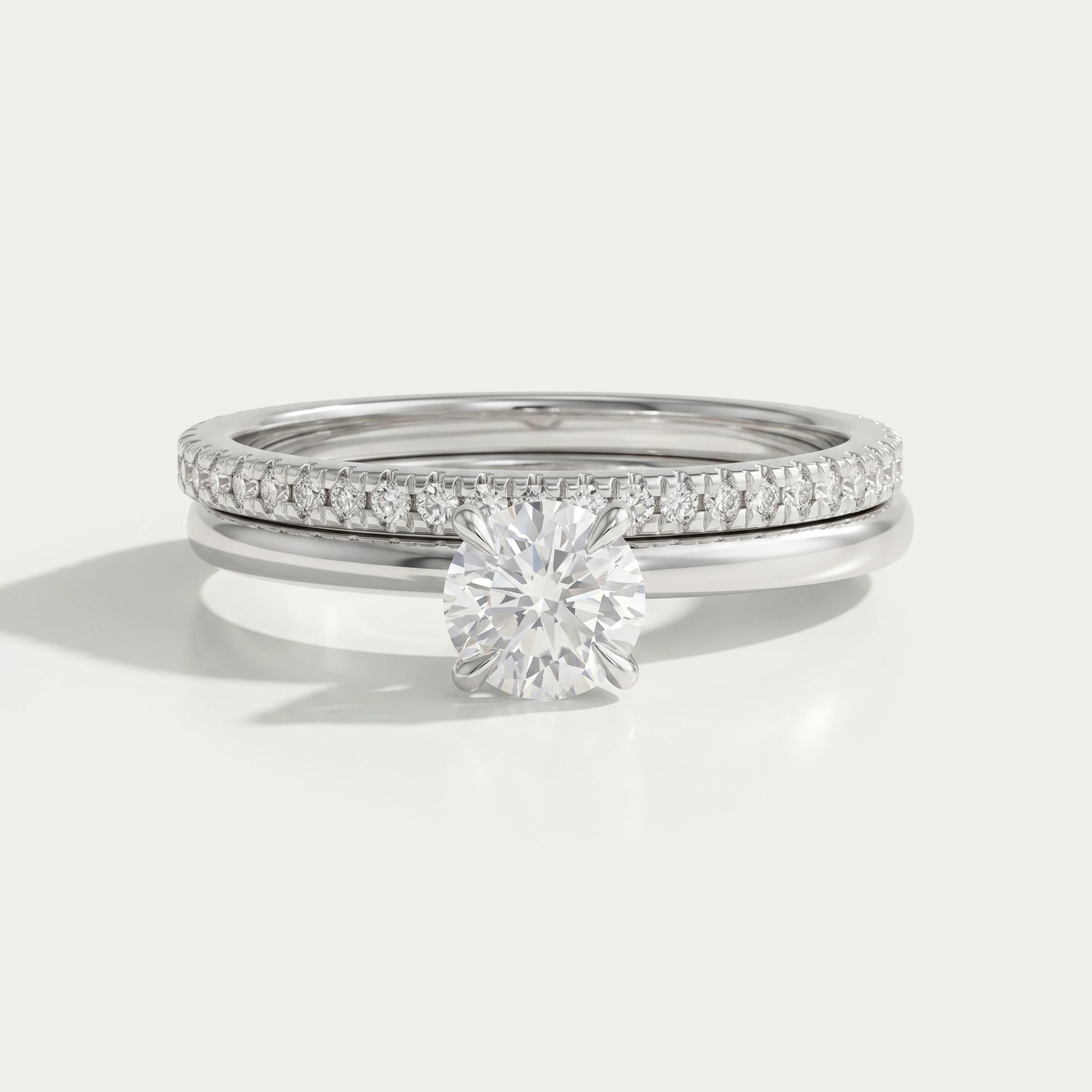 Round Cut Lab Grown Diamond Bridal Ring Set
