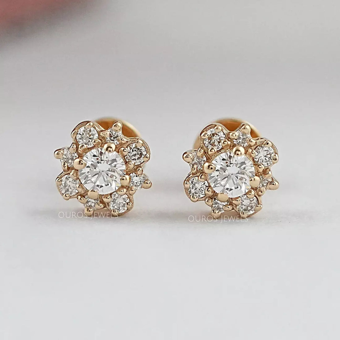 Round Lab Grown Cluster Diamond Studs Earring