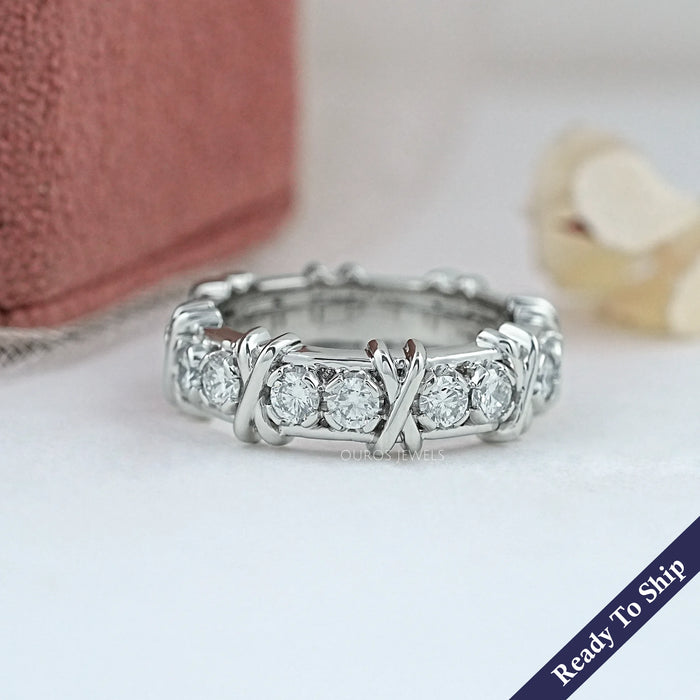 Round Lab Diamond Crossover Eternity Band