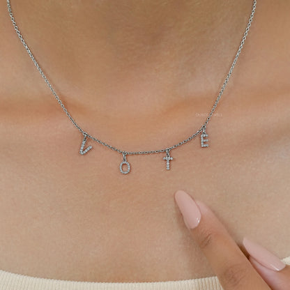 Customize VOTE Letter Round Cut Pendant