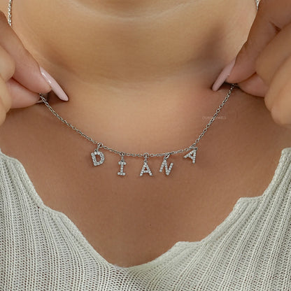 DIANA Letter Round Cut Customize Pendant Necklace