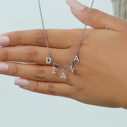 DIANA Letter Round Cut Customize Pendant Necklace