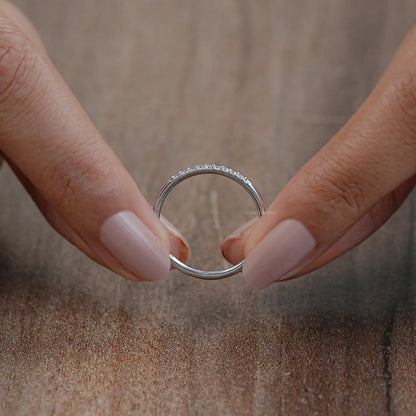Round Lab Diamond Pave Set Wedding Band Rings