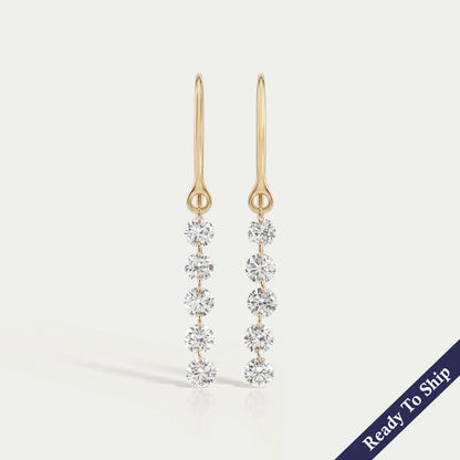 Lab Grown Round Diamond Wire Hook Back Dangle Earrings Earring
